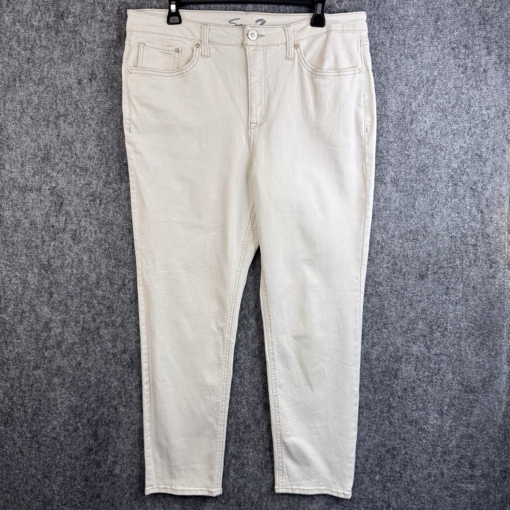 Seven7 Womens Sz 12 Designer Jeans White Slim Straight Stretch Ladies Pants